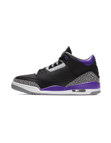 Air Jordan 3 Retro Black Court Purple de pas cher