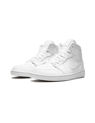 Air Jordan 1 Mid Triple White (2020) brillant des détails fins