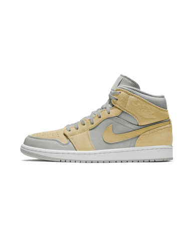 Air Jordan 1 Mid Mixed Textures Yellow brillant des détails fins