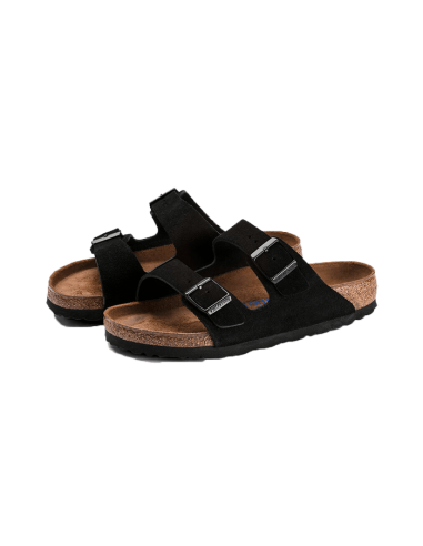 Arizona Suede Leather Soft Footbed Black pas cher