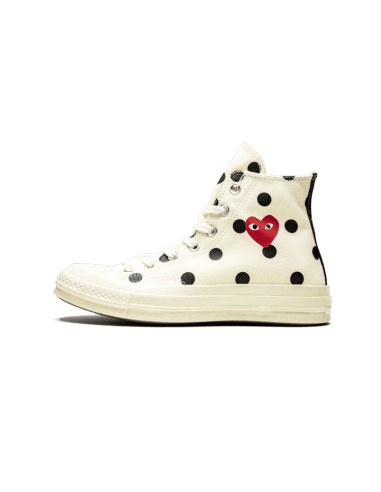 Chuck Taylor All-Star 70s Hi Comme des Garçons PLAY Polka Dot White le des métaux précieux