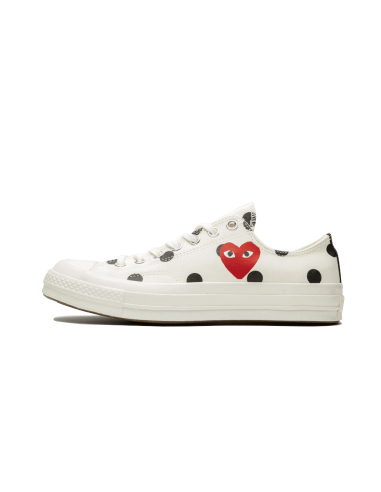 Chuck Taylor All-Star 70s Ox Comme des Garçons PLAY Polka Dot White la colonne vertébrale